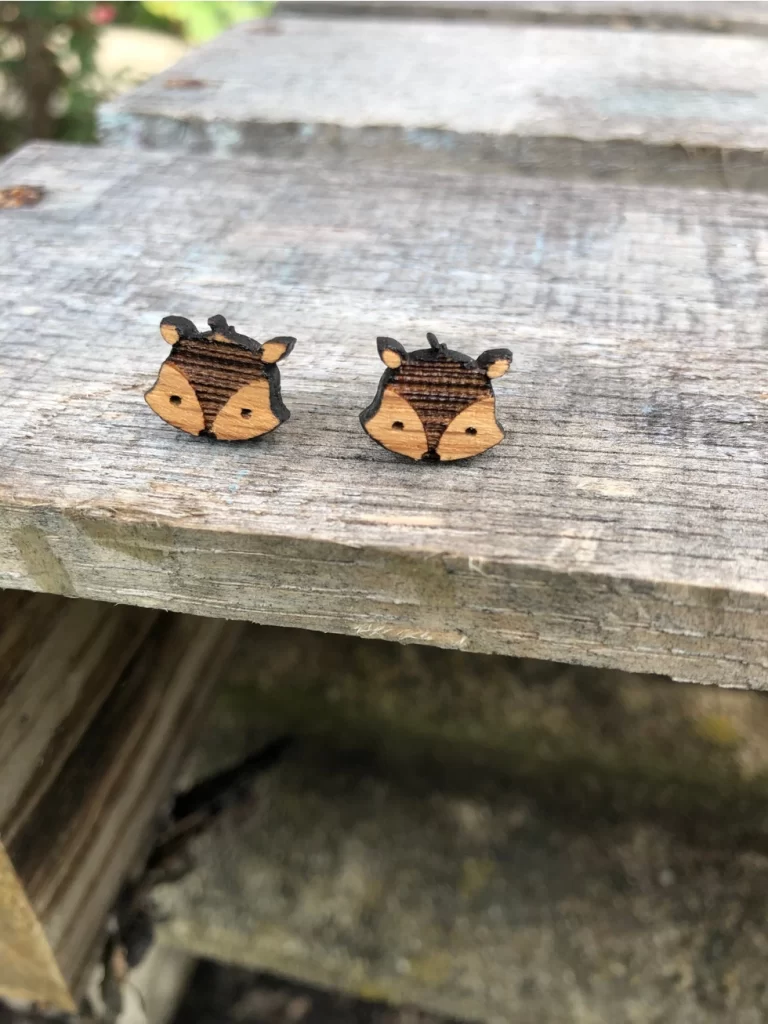 Wood Fox Earrings