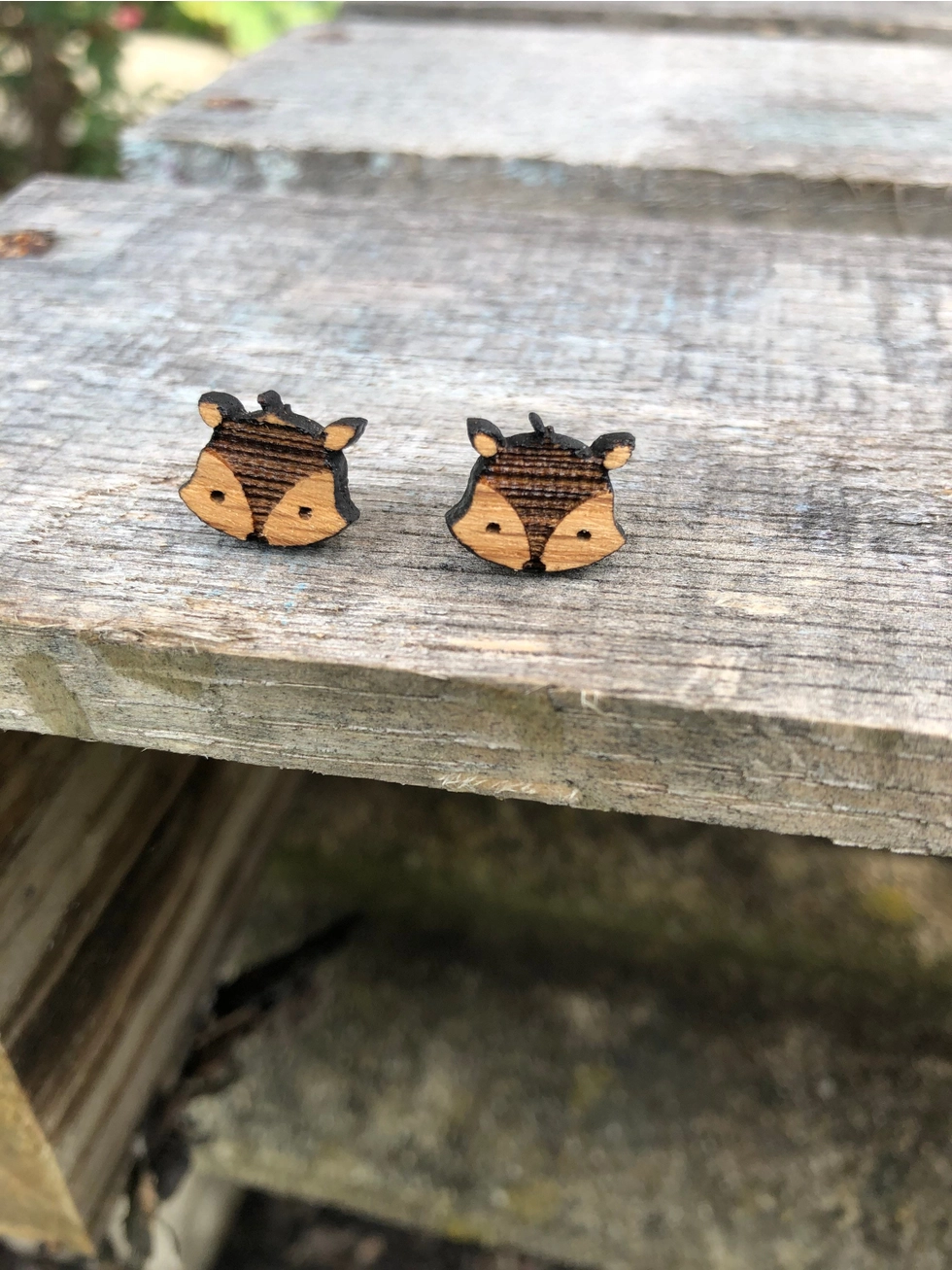 Wood Fox Earrings