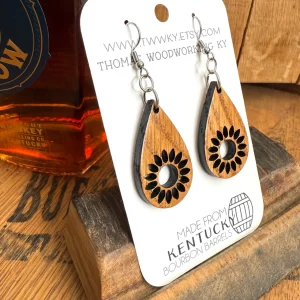 Whiskey Barrel Sunflower Earrings