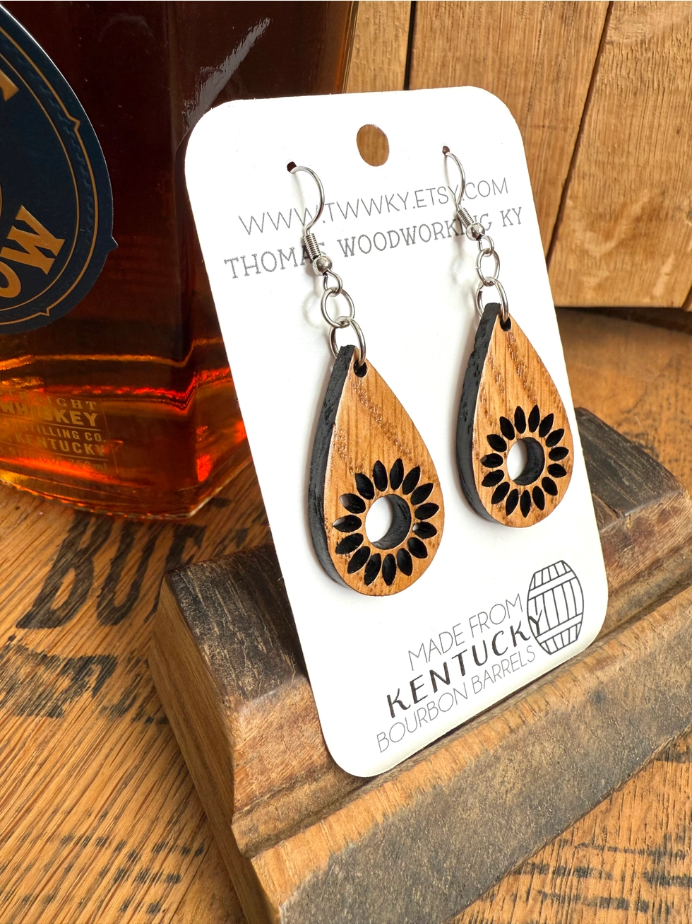 Whiskey Barrel Sunflower Earrings