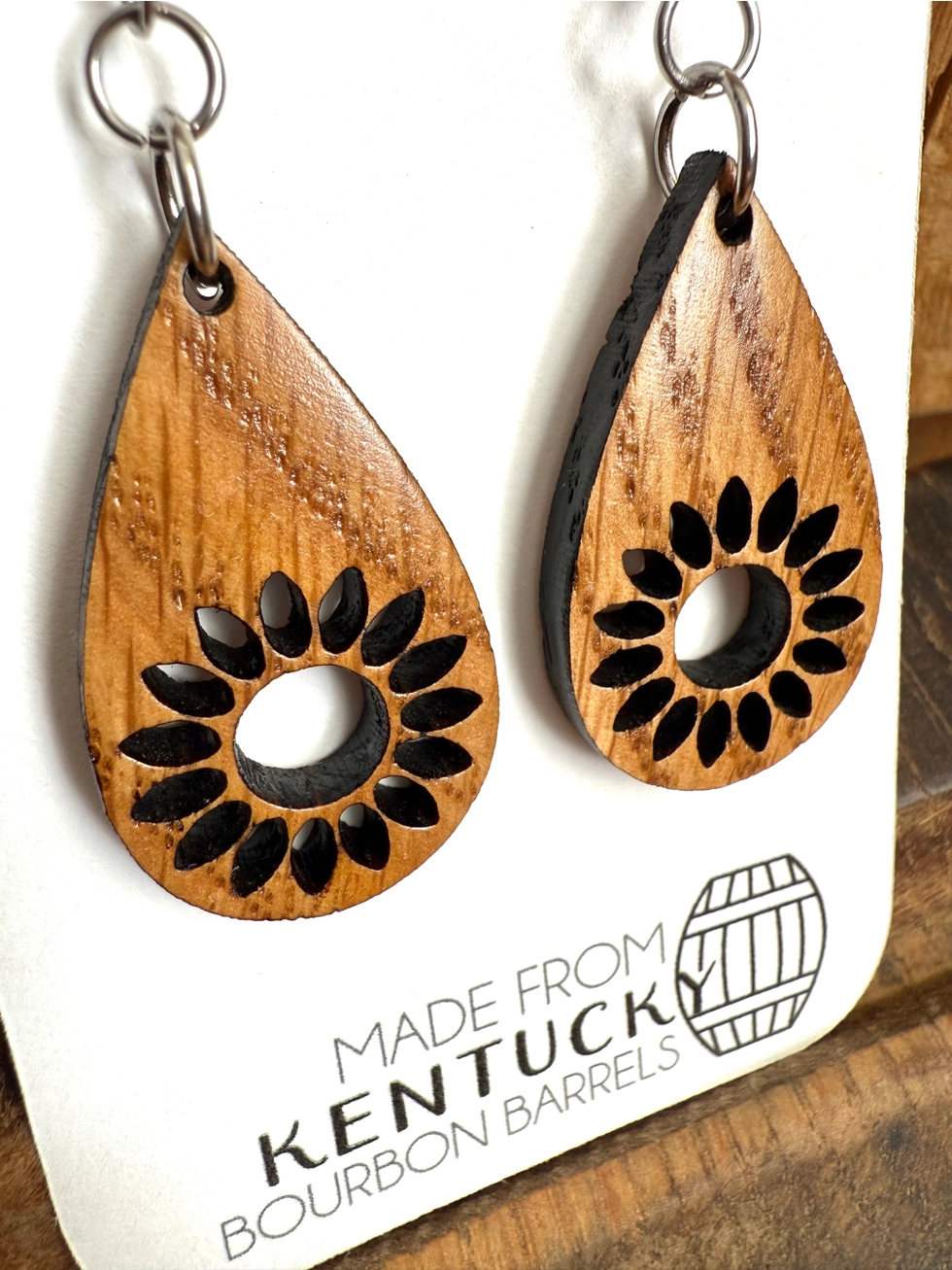 Whiskey Barrel Sunflower Earrings - Image 2