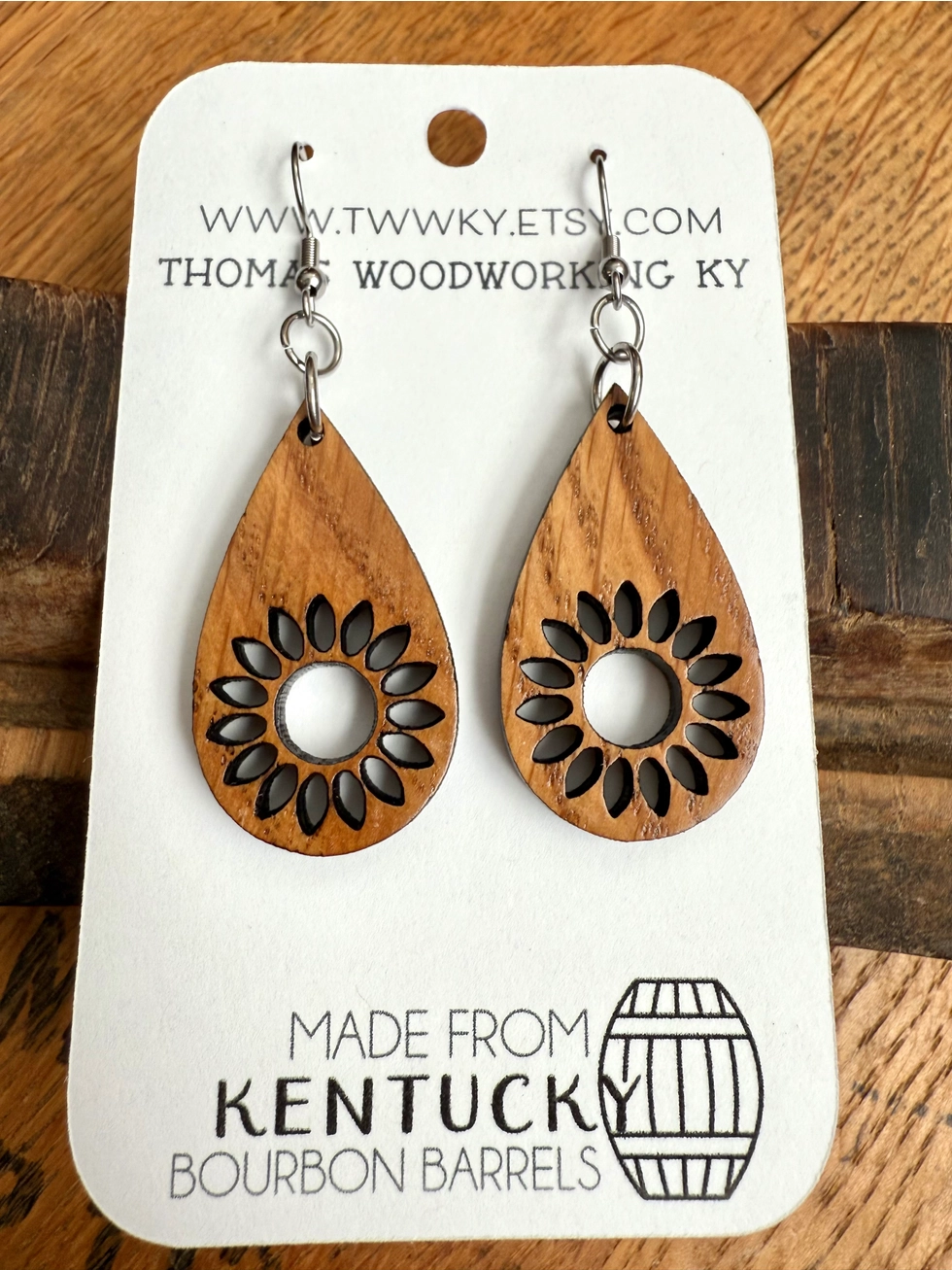 Whiskey Barrel Sunflower Earrings - Image 3